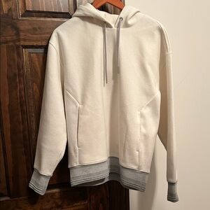 Express Off-White and Light Gray Hoodie